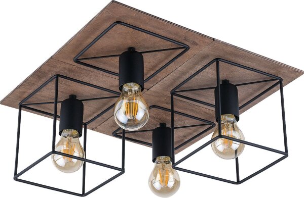 Plafonnier Marron 4-flmg Salon Lampe COBA