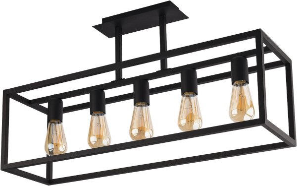 Plafonnier noir 5xE27 Salon Lampe DAVID