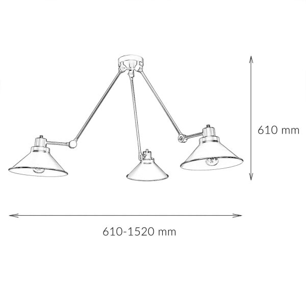 Plafonnier noir 3-flmg 61-152cm SIMONA Lampe