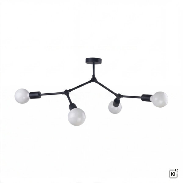 Plafonnier noir 4xE27 Salon Lampe AARON
