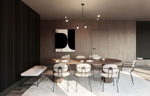 Plafonnier noir 6-flmg Lampe de table AARON