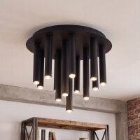 Plafonnier rond noir Loft Cylindre Ø34cm