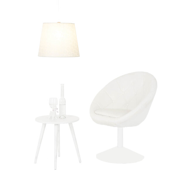 Abat-jour textile blanc crocheté Lampe à suspendre