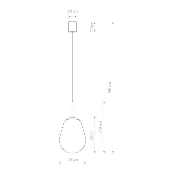 Suspension noire métal verre E27 Moderne