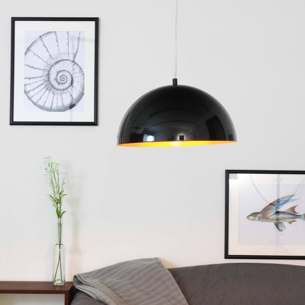 Lampe suspendue moderne en noir et or
