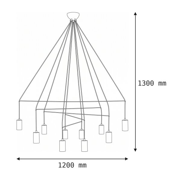 Lampe à suspendre entretoisée IMBRIA en noir Ø120cm 10-flmg