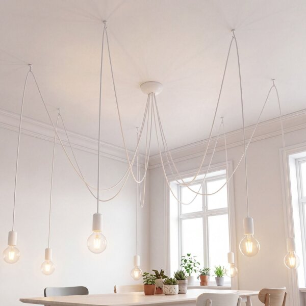 Spinnen Lampe à suspendre SPIDER en blanc 7-flmg