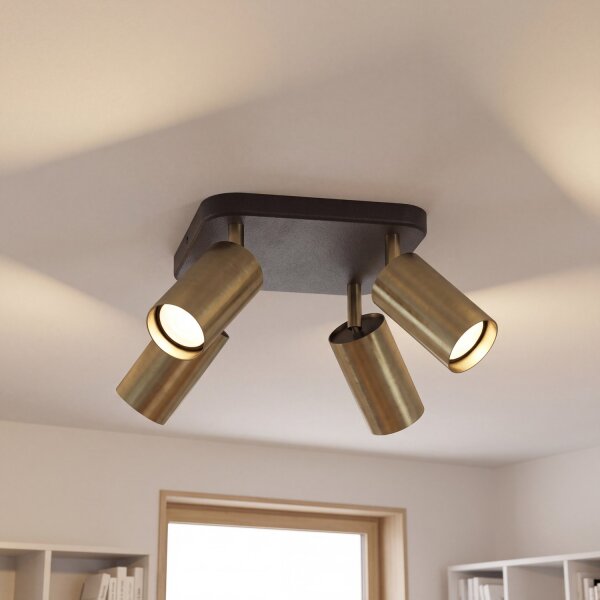 Spot de plafond en laiton 4-flmg Salon Lampe EYE