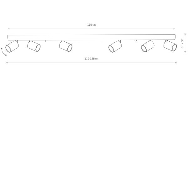 Projecteur barre EYE laiton 6-flmg lampe spot