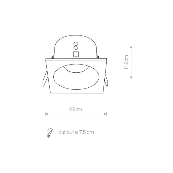 Spot encastré blanc aluminium L:8,5cm GU10 Intemporel