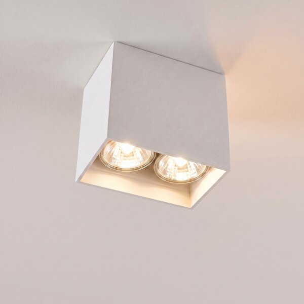 Spot à poser blanc aluminium 2 flammes