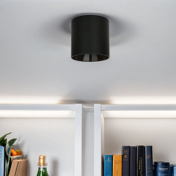 Petit spot de plafond noir GU10 Ø12,7cm rond