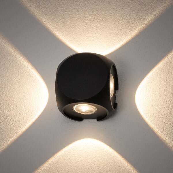 Applique LED IP54 noire 4-flmg Lampe ALESSIO