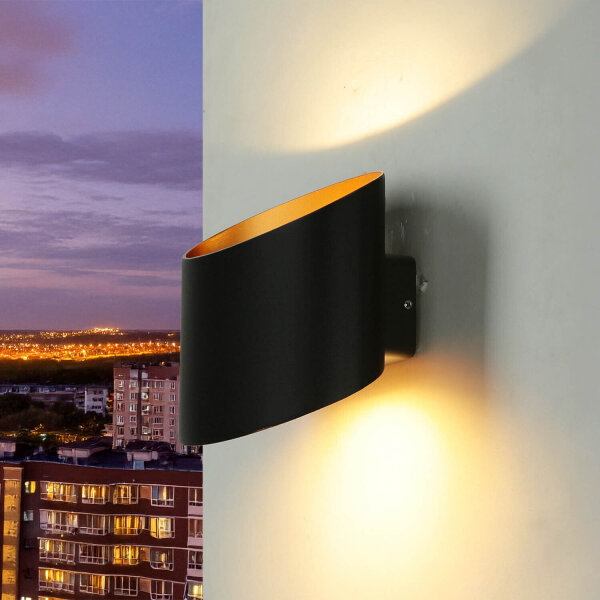 Applique murale dextérieur LED Up Down en or noir IP54 5W