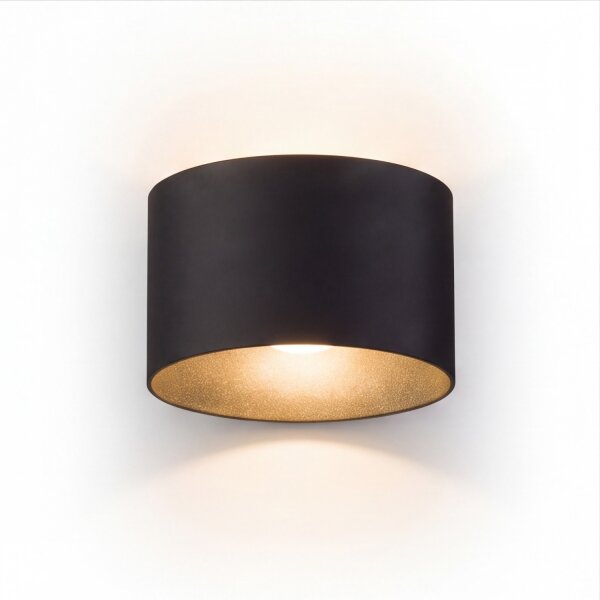 Applique murale LED ronde dextérieur Up Down noire Ø17cm