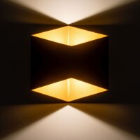 LED Wandlampe Außen in Schwarz Gold 3000K blendarm