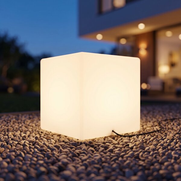 Cube lumineux de jardin blanc 38,5cm Lampe de décoration CUMULUS