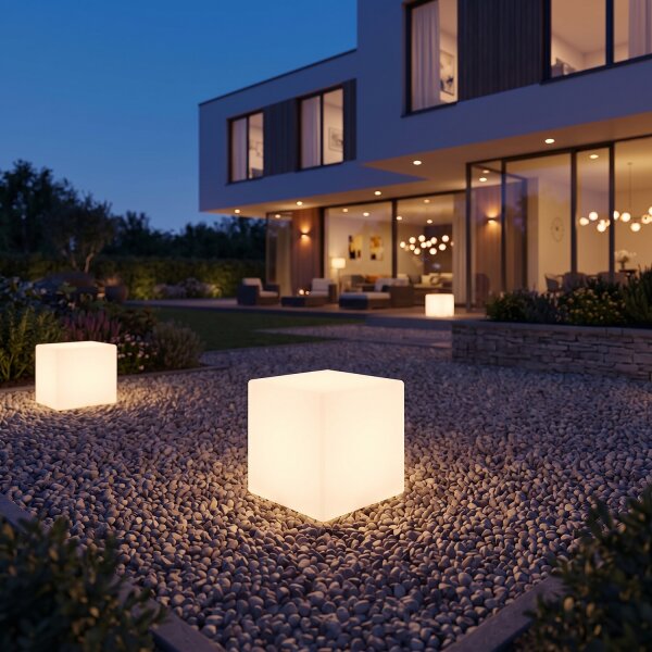 Cube lumineux de jardin blanc 38,5cm Lampe de décoration CUMULUS