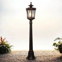 Lampadaire extérieur bronze antique ornement verre...