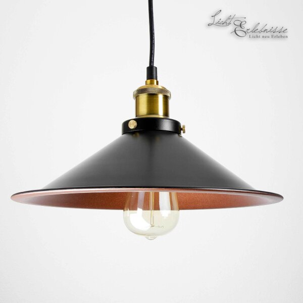 Suspension industrielle DOVER Ø30cm noir cuivre