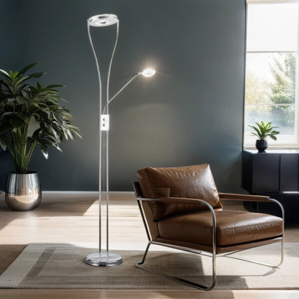 Lampadaire LED à intensité variable Moderne Blanc