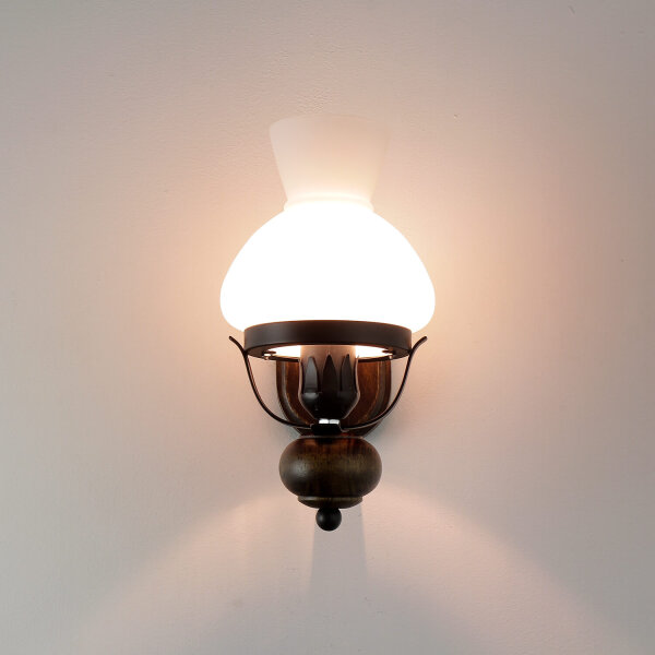 Applique rustique bois verre E27 style campagnard