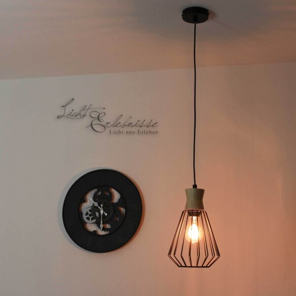 Suspension vintage E27 en bois pour la cuisine