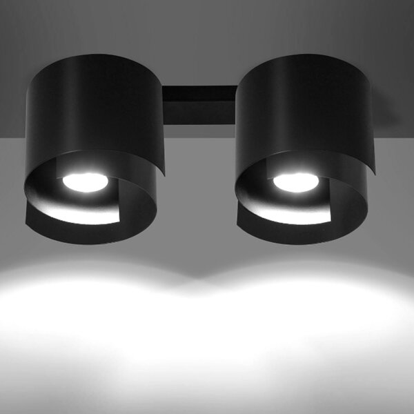 Plafonnier noir métal design rond 2x GU10
