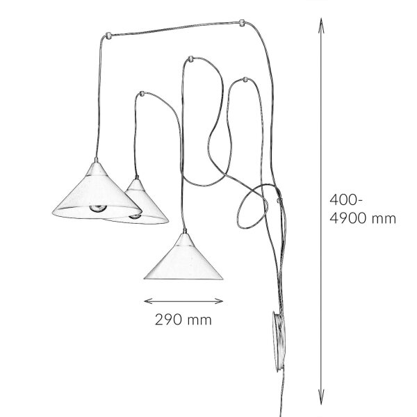 Spider Lampe à suspendre avec fiche Interrupteur à câble FLEXIO