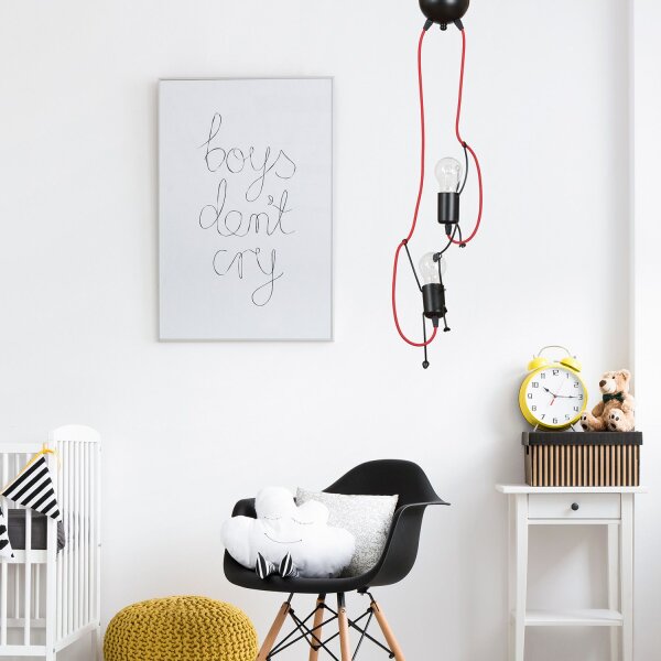 Lampe de chambre denfant Bobby Noir Rouge Aventure