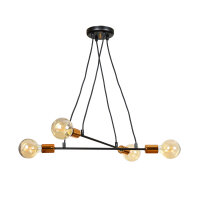 Suspension ZETA Noir M&eacute;tal 4-flmg Table de salle...