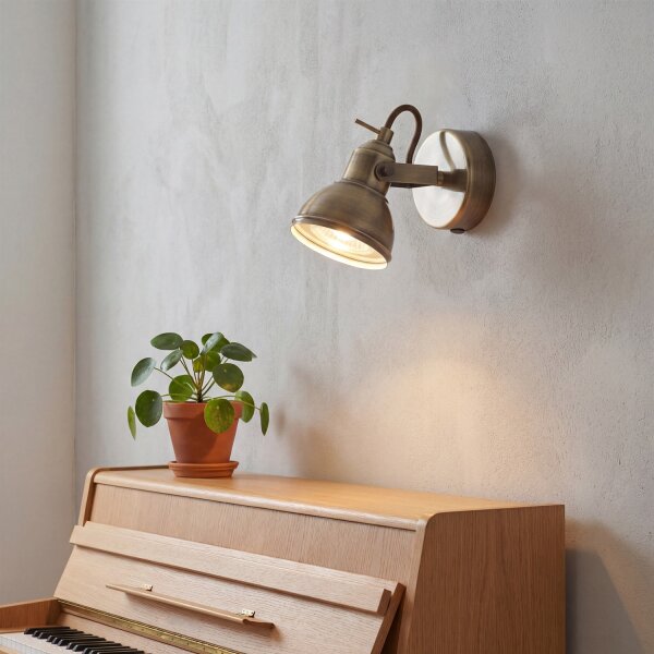 Wandspot Metall Messing schwenkbar B:10 cm GU10 Retro