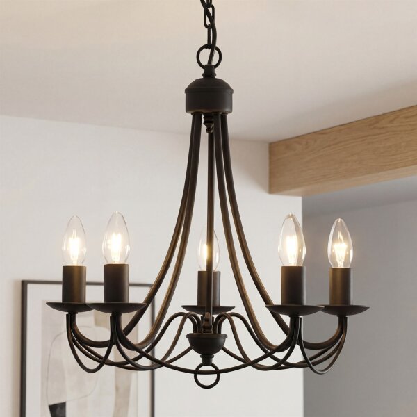 Lustre en noir mat 5-flmg.