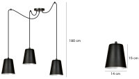 Lampe à suspendre 3 flammes noir or métal...