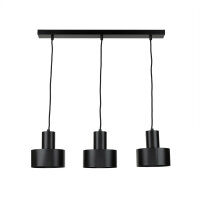 Lampe à suspendre noir abat-jour large Retro 3 flmg