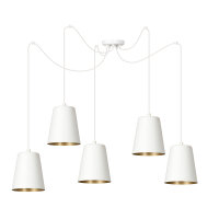 Lampe à suspendre flexible avec abat-jour blanc or...