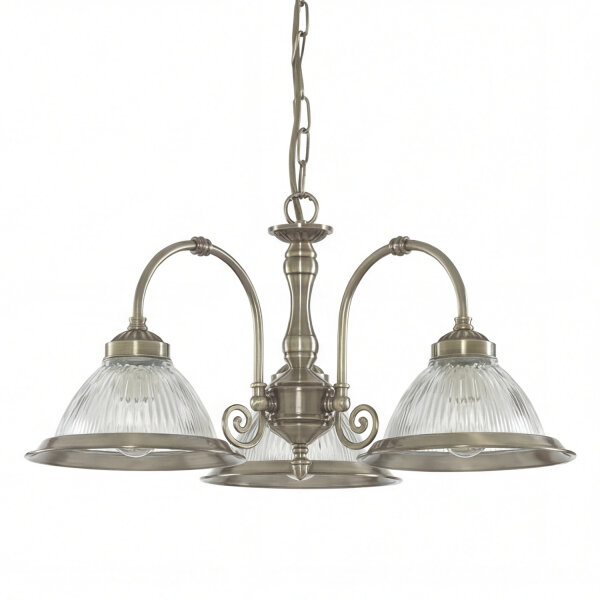 Suspension Art Nouveau avec abat-jour en verre Antique