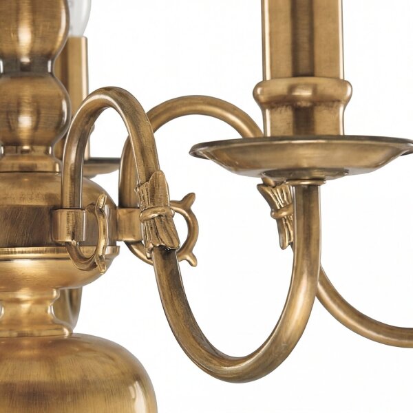 Lustre 5-flmg. laiton massif/antique