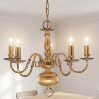 Lustre 5-flmg. laiton massif/antique