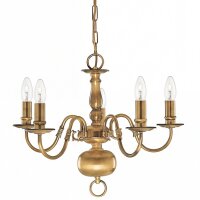 Lustre 5-flmg. laiton massif/antique