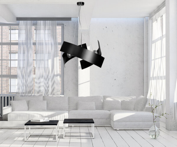 Suspension design noir métal réglable en hauteur