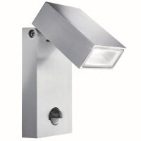 Moderne eckige LED Außen Wandleuchte in Silber
