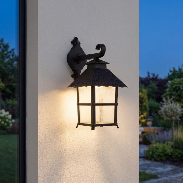 Applique Extérieur Noir Aluminium Verre Rustique