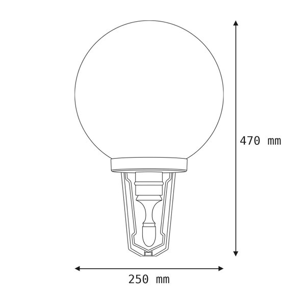 Lampe de cour Noir Blanc Abat-jour sphérique IP43 Vintage