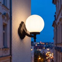 Lampe de cour Noir Blanc IP43 Abat-jour sphérique...