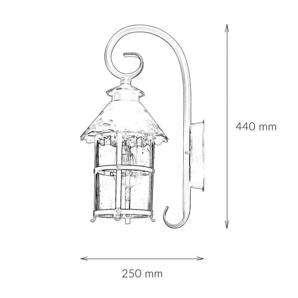 Applique dextérieur noire anti-pluie Rustique TOURNAI