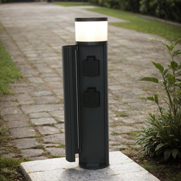 Lampe dextérieur avec prise de courant anthracite 46,5cm à faible éblouissement