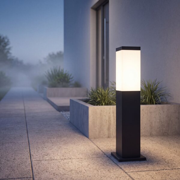 Lampe dextérieur noir acier inoxydable 45cm IP44 carré E27