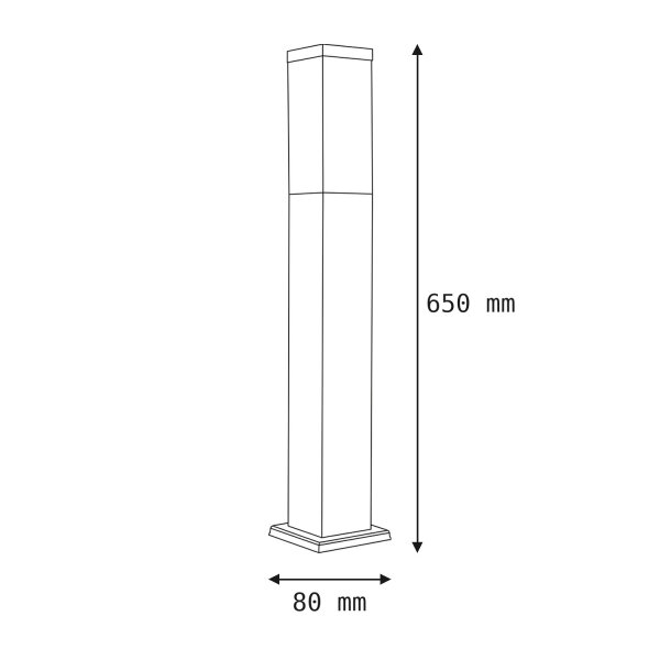 Borne déclairage angulaire noir acier inoxydable 65cm