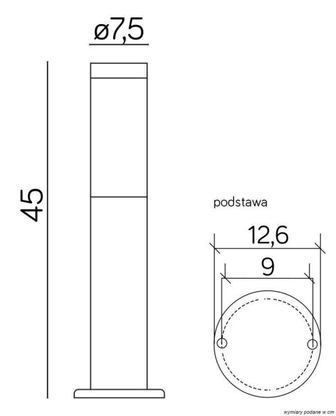 Petite borne déclairage BETULA 45cm acier inoxydable IP44
